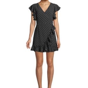 Few Moda Black & White Polka Dot Wrap Dress